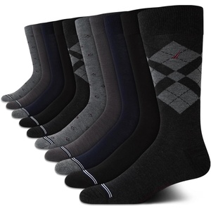Nautica Mens Dress Socks – 10 Pack Breathable Stretch Crew Socks for Men for Work Business and Formal Wear (Sizes: 6-12.5)(Black/Grey Argyle)