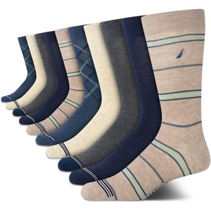 Nautica Mens Dress Socks – 10 Pack Breathable Stretch Crew Socks for Men for Work Business and Formal Wear (Sizes: 6-12.5)(Blue/Tan)