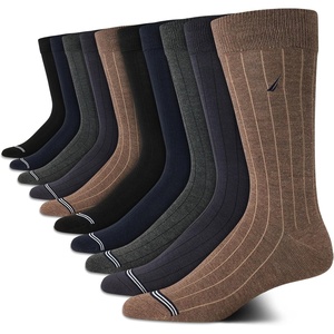 Nautica Mens Dress Socks – 10 Pack Breathable Stretch Crew Socks for Men for Work Business and Formal Wear (Sizes: 6-12.5)(Brown/Blue Assorted Rib)