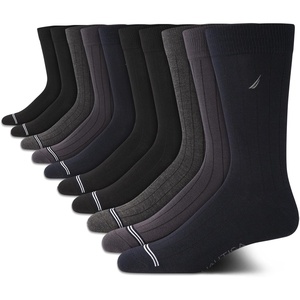 Nautica Mens Dress Socks – 10 Pack Breathable Stretch Crew Socks for Men for Work Business and Formal Wear (Sizes: 6-12.5)(Navy/Gray/Black)