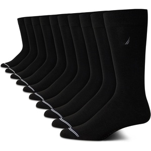 Nautica Mens Dress Socks – 10 Pack Breathable Stretch Crew-Length Work Socks for Men for Business Formal Wear (Sizes: 6-12.5)(All Black)