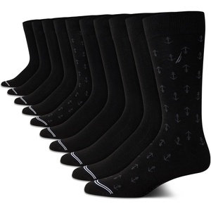 Nautica Mens Dress Socks – 10 Pack Breathable Stretch Crew-Length Work Socks for Men for Business Formal Wear (Sizes: 6-12.5)(Black Logo)