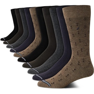 Nautica Mens Dress Socks – 10 Pack Breathable Stretch Crew-Length Work Socks for Men for Business Formal Wear (Sizes: 6-12.5)(Dark Brown Assorted)