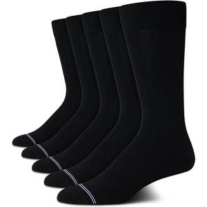 Nautica Mens Dress Socks – 5 Pack Breathable Comfort Stretch Crew-Length Work Socks for Men for Business Formal Wear (6-12.5)(All Black)