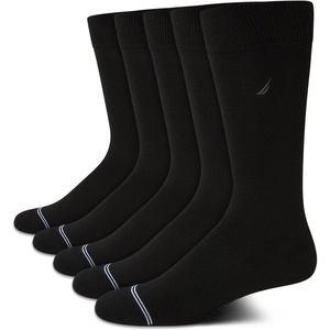 Nautica Mens Dress Socks – 5 Pack Breathable Comfort Stretch Crew-Length Work Socks for Men for Business Formal Wear (6-12.5)(Black Flat Knit)