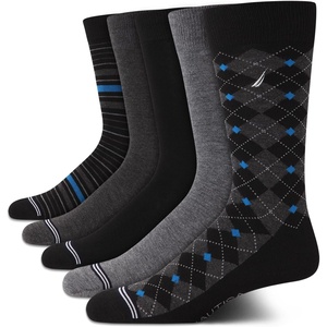 Nautica Mens Dress Socks – 5 Pack Breathable Comfort Stretch Crew-Length Work Socks for Men for Business Formal Wear (6-12.5)(Black Multi)