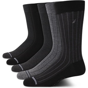 Nautica Mens Dress Socks – 5 Pack Breathable Comfort Stretch Crew-Length Work Socks for Men for Business Formal Wear (6-12.5)(Black/Grey)
