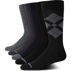 Nautica Mens Dress Socks – 5 Pack Breathable Comfort Stretch Crew-Length Work Socks for Men for Business Formal Wear (6-12.5)(Black/Grey Argyle)