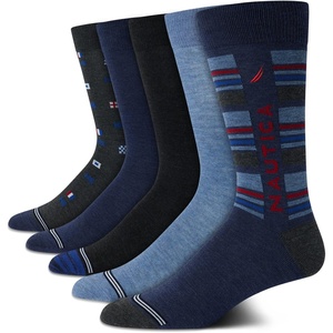Nautica Mens Dress Socks – 5 Pack Breathable Comfort Stretch Crew-Length Work Socks for Men for Business Formal Wear (6-12.5)(Blue Multi Print)
