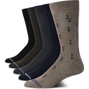 Nautica Mens Dress Socks – 5 Pack Breathable Comfort Stretch Crew-Length Work Socks for Men for Business Formal Wear (6-12.5)(Brown/Blue/Black)