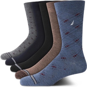 Nautica Mens Dress Socks – 5 Pack Breathable Comfort Stretch Crew-Length Work Socks for Men for Business Formal Wear (6-12.5)(Denim Assorted)