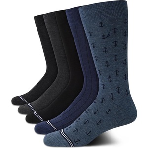 Nautica Mens Dress Socks – 5 Pack Breathable Comfort Stretch Crew-Length Work Socks for Men for Business Formal Wear (6-12.5)(Medium Denim Assorted)