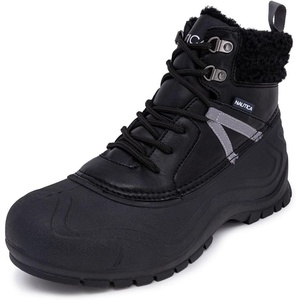 Nautica Men’s Duck Boots Waterproof Shell Insulated Snow and Rain Boot Lace-Up Winter Shoe Channing, Extended Sizes 7–16(Black-toyon Mid)