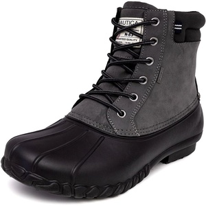 Nautica Men’s Duck Boots Waterproof Shell Insulated Snow and Rain Boot Lace-Up Winter Shoe Channing, Extended Sizes 7–16(Charcoal/Black)