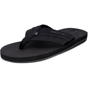 Nautica Men’s Flip Flop, Beach Sandal, Boat Slide, Water Slippers(Streak Black)