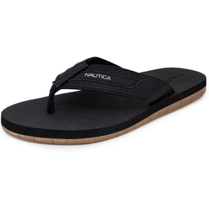 Nautica Men’s Flip Flop Shower Sandals Slides – Comfortable Waterproof Beach Footwear Slip-On Thong (Medium/Wide Width)(Black-woven)