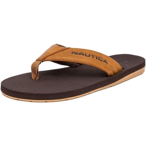 Nautica Men’s Flip Flop Shower Sandals Slides – Comfortable Waterproof Beach Footwear Slip-On Thong (Medium/Wide Width)(Tan-tapped)