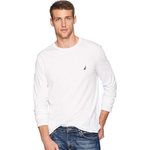 Nautica Men’s J-Class Logo Long Sleeve T-Shirt(New Bright White)