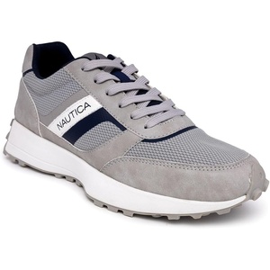 Nautica Men’s Lace-Up Sneakers – Casual, Stylish, and Comfortable for Walking(Grey Navy-outfall 4)