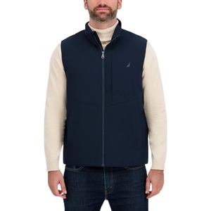 Nautica Men’s Lightweight Mechanical Stretch Softshell Vest – Water-resistant Transitional Layer(Navy)
