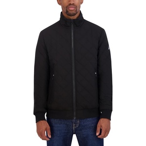 Nautica Men’s Lightweight Quilted Bomber Jacket – Mechanical Stretch Wind & Water-resistant(Jet)