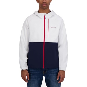 Nautica Men’s Lightweight Sailing Jacket – Waterproof & Windproof, Breathable(White/Blue)