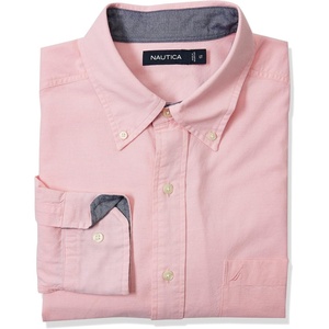 Nautica Men’s Long Sleeve Button Down Solid Oxford Shirt(Orchid Pink)