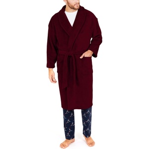 Nautica Men’s Long Sleeve Cozy Soft Plush Shawl Collar Robe(Burgundy)
