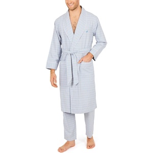 Nautica Men’s Long Sleeve Lightweight Cotton Woven Robe(Grey)