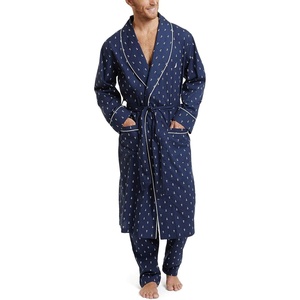 Nautica Men’s Long Sleeve Lightweight Cotton Woven Robe(Navy)