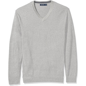 Nautica Men’s Long Sleeve Solid Classic V-Neck Sweater(Grey Heather S71051)