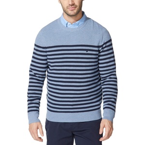 Nautica Men’s Men’s Stripe Knit Sweater(Deep Anchor Heather)