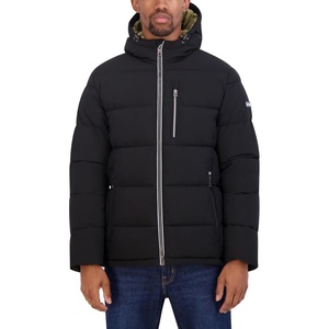 Nautica Men’s Midweight Faux Memory Puffer Jacket –Adjustable Hood Insulated Quilted Winter Coat(Black Ink)