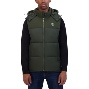 Nautica Men’s Mixed Sheen Quilted Vest(Dark Forest)