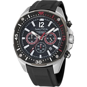 Nautica Men’s NCT Blue Sail Chronograph Watch(Black/Black/Silver)