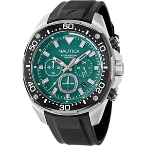 Nautica Men’s NCT Blue Sail Chronograph Watch(Black/Green/Silver)