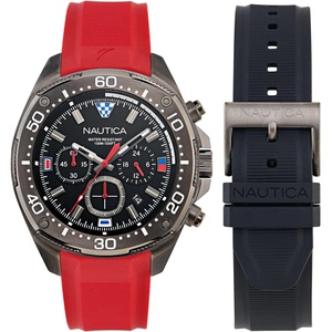 Nautica Men’s NCT Blue Sail Chronograph Watch(Black-Red/Black/Gunmetal)