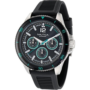 Nautica Men’s NCT Windrose 46mm Watch(Black/Black Green/Silver)