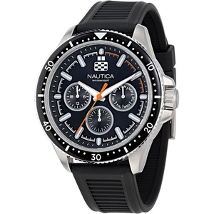 Nautica Men’s NCT Windrose 46mm Watch(Black/Black/Silver)