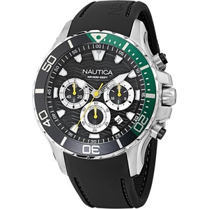 Nautica Men’s NST Chronograph 44mm Watch(Black/Black/Silver)