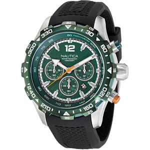 Nautica Men’s NST Chronograph 46mm Watch(Black/Green/Silver)