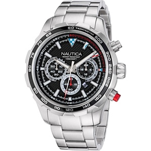 Nautica Men’s NST Chronograph 46mm Watch(Silver/Black/Silver)