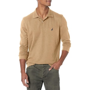 Nautica Mens Nautica Classic Fit Long-Sleeve Deck PoloNautica Classic Fit Long-Sleeve Deck Polo(Coastal Camel Heather)