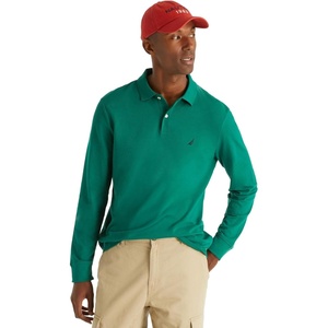 Nautica Mens Nautica Classic Fit Long-Sleeve Deck PoloNautica Classic Fit Long-Sleeve Deck Polo(Green-leaf)