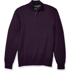 Nautica Men’s Nautica Men’s Quarter-zip Sweater(Blackberry Heather)
