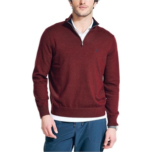 Nautica Men’s Nautica Men’s Quarter-zip Sweater(Deep Crimson)