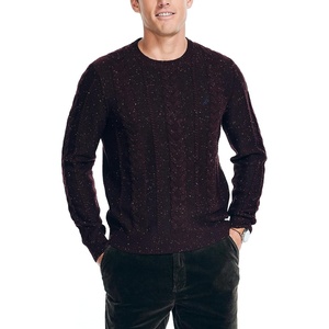 Nautica Men’s Nautica Sustainably Crafted Cable-Knit Crewneck Sweater(Shipwreck Burgundy)