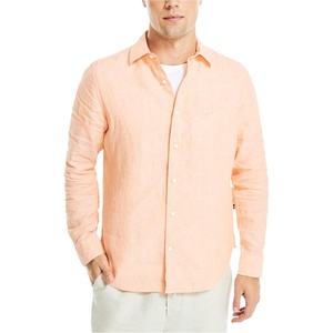 Nautica Men’s Nautica Sustainably Crafted Classic Fit Linen Shirt(Coral Reef)