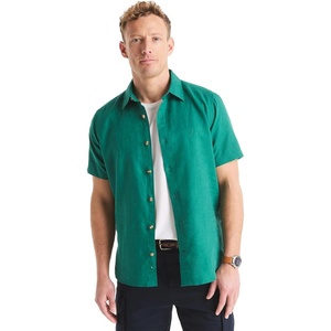 Nautica Men’s Nautica Sustainably Crafted Linen Short-Sleeve Shirt(Green Leaf.)