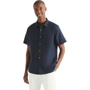 Nautica Men’s Nautica Sustainably Crafted Linen Short-Sleeve Shirt(Navy Seas.)
